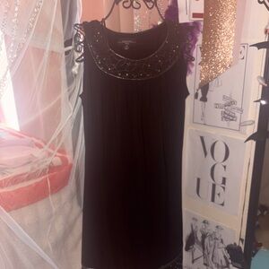 R&M Richards Black Dress with Decorative Neckline